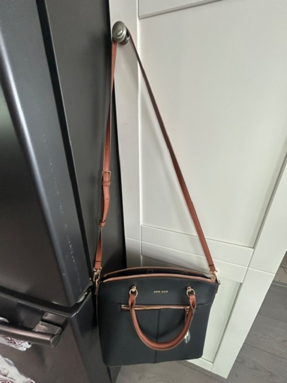 Anne Klein Black & Brown Dome Satchel Crossbody Bag